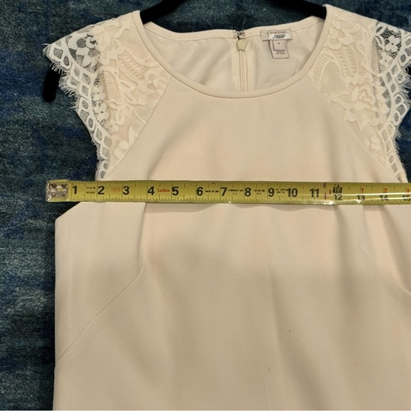 J.Crew Ivory Lace Sleeve Sheath Dress Size 6 | Old Money Luxury Classic Workwear - Picture 7 of 9